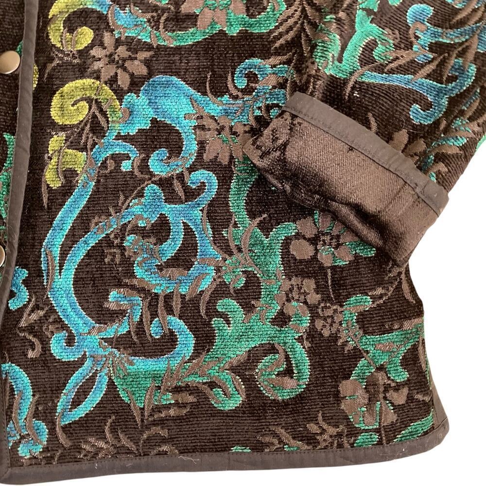 Coldwater Creek Sz XS Pet Brocade Reversible Tapestry Jacket Blazer Green Black - Picture 10 of 16